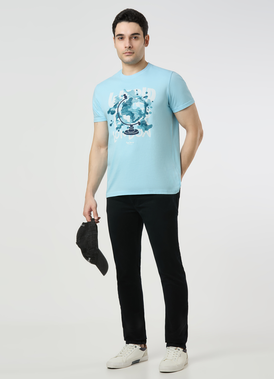 Men Sky Blue Slim Graphic T-shirt, , large image number 5