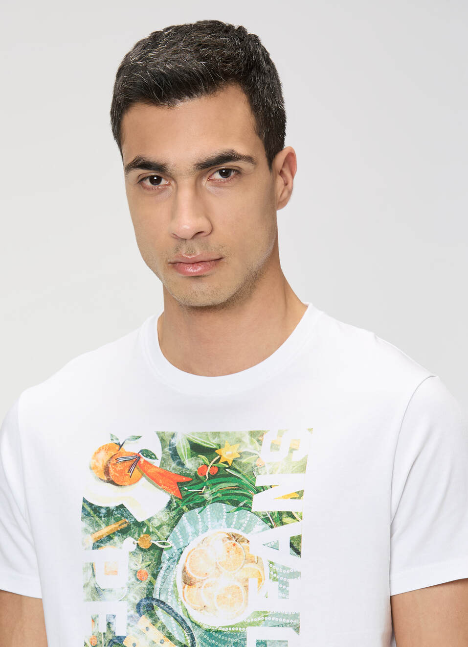 Men White Slim Graphic T-shirt, , large image number 4