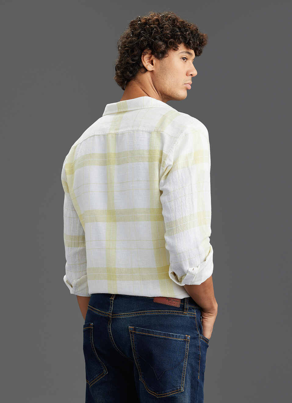 Men Yellow Checked Regular Fit Full Sleeve Casual Shirt, , large image number 6