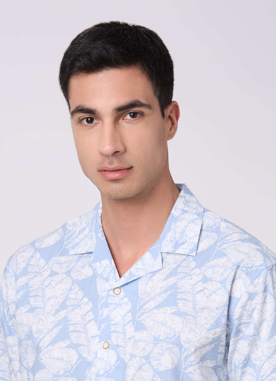 Men Sky Blue Printed Resort Collar Shirt, , large image number 4