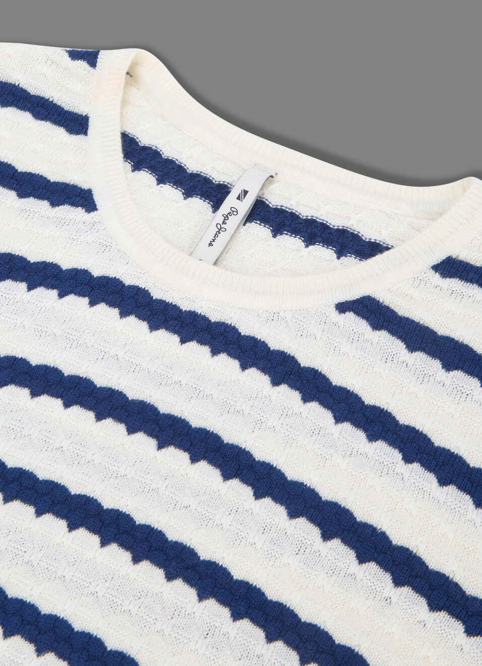 Women Blue Self Design Regular Fit Flat Knit Top, , large image number 3