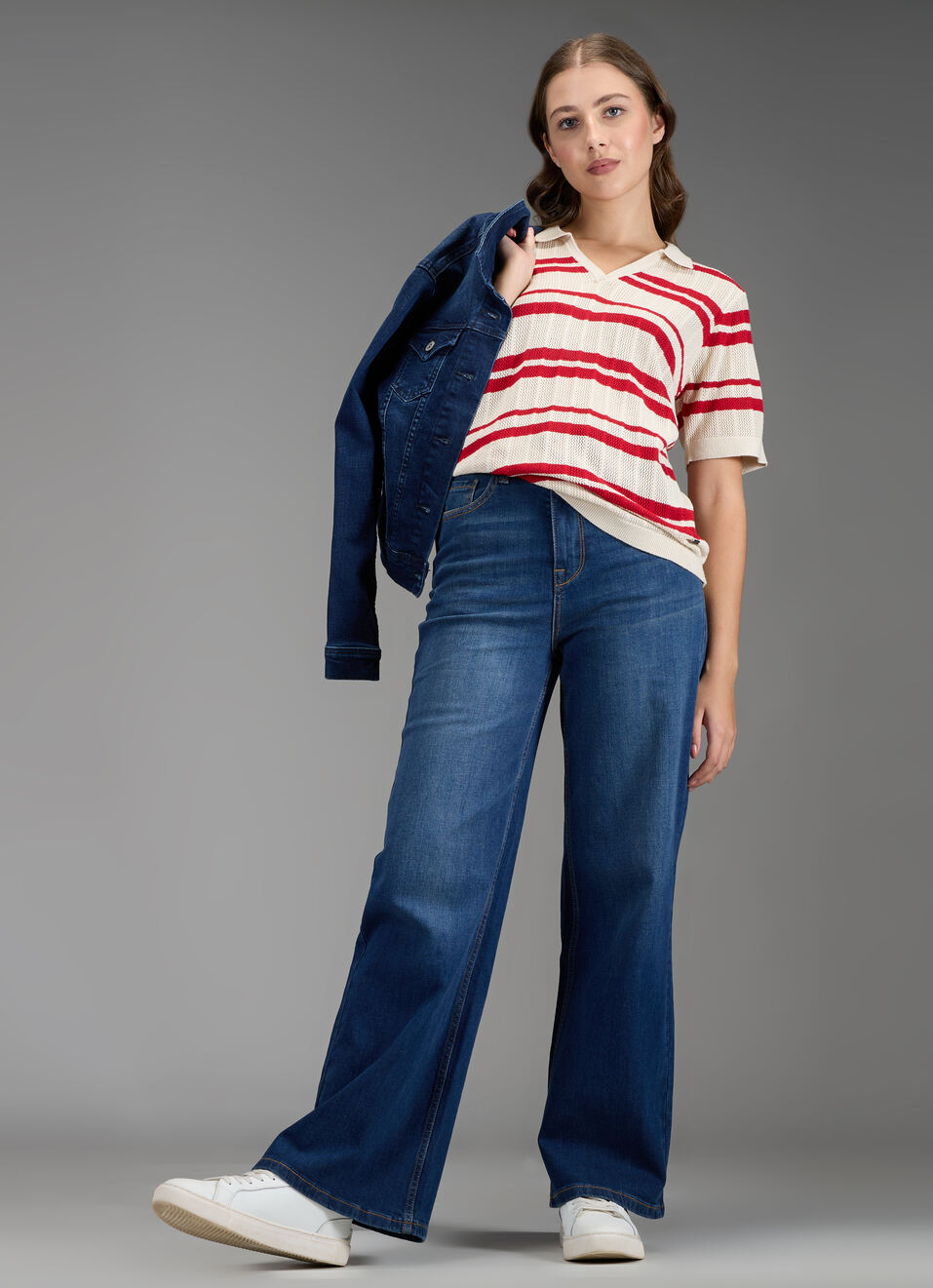 Women Red Self Design Regular Fit Flat Knit Top, , large image number 2