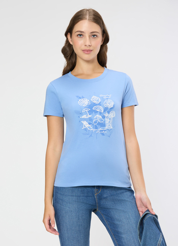 Women Blue Floral Print T-shirt
