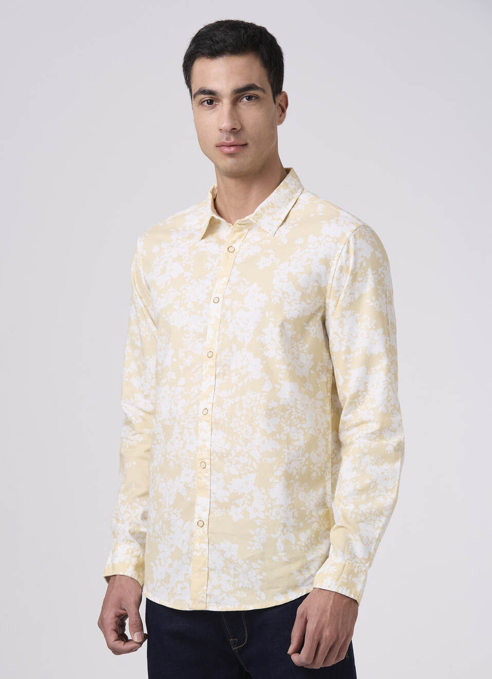 Men Beige Floral Printed Regular Fit Full Sleeve Casual Shirt, , large image number 3