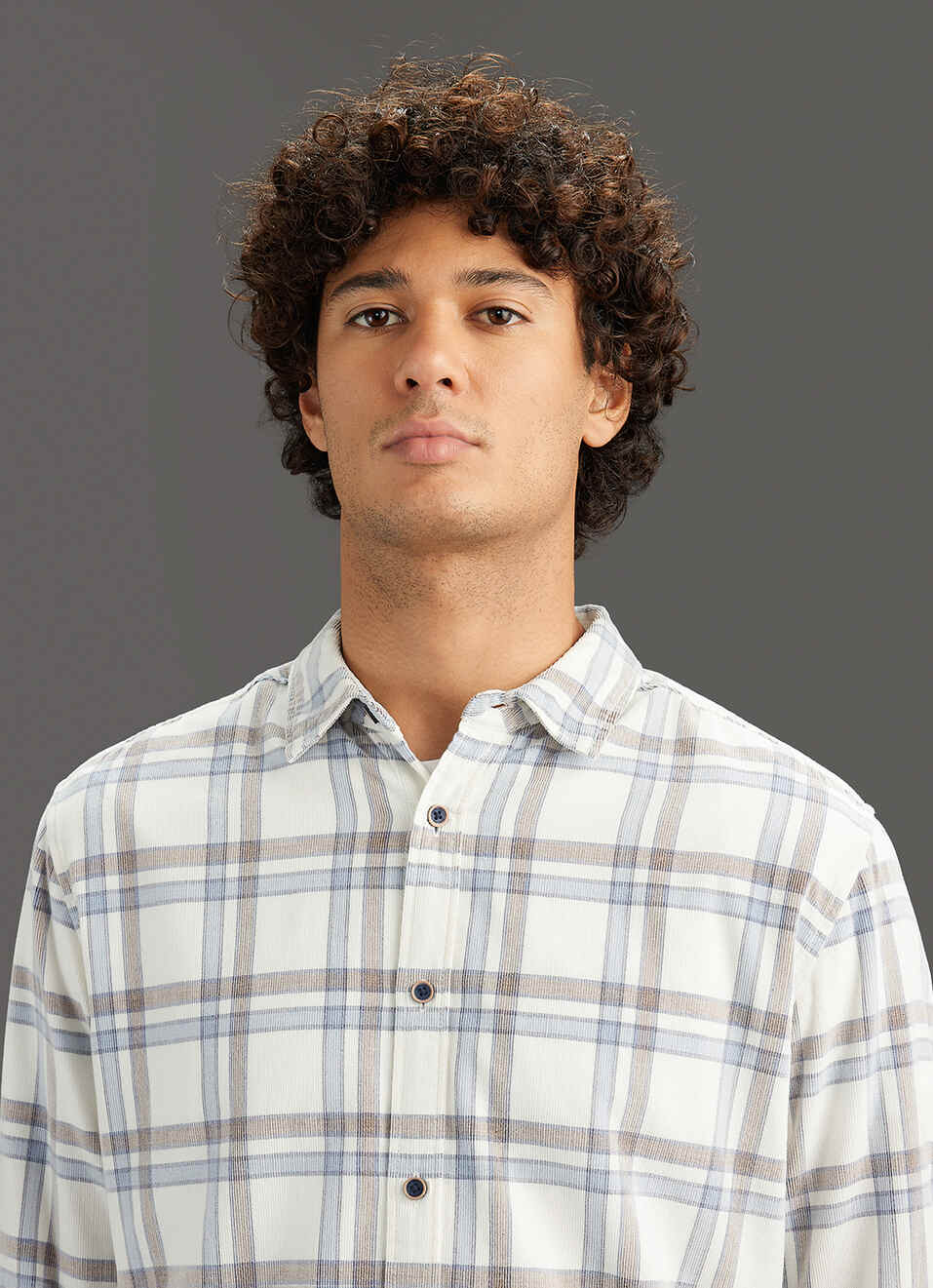 Men Blue Checked Regular Fit Corduroy Shirt, , large image number 4