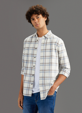 Men Blue Checked Regular Fit Corduroy Shirt