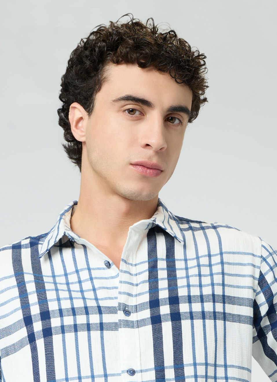 Men Blue Checked Regular Fit Full Sleeve Casual Shirt, , large image number 4