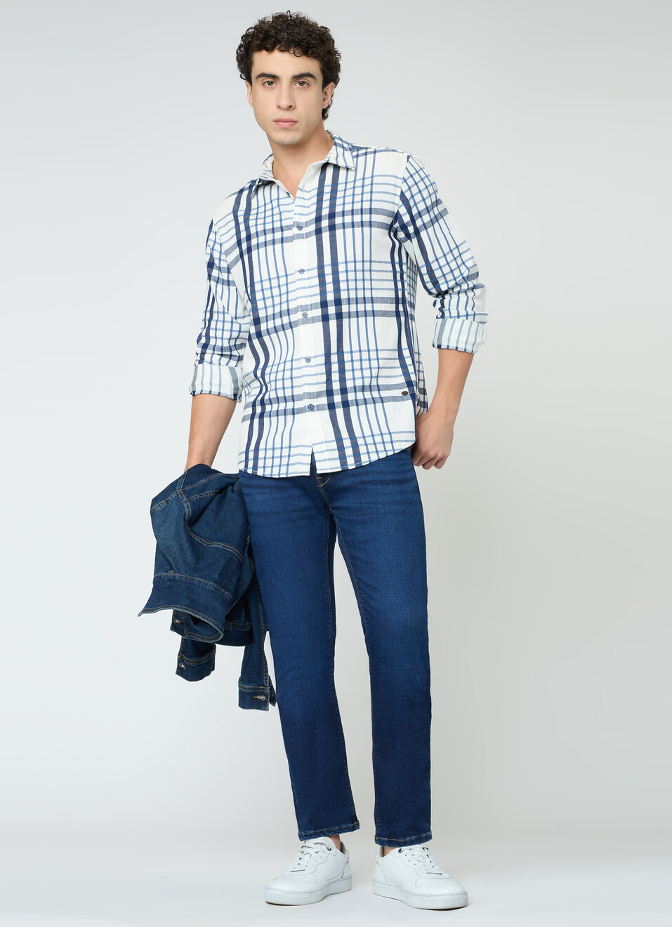 Men Blue Checked Regular Fit Full Sleeve Casual Shirt, , large image number 5