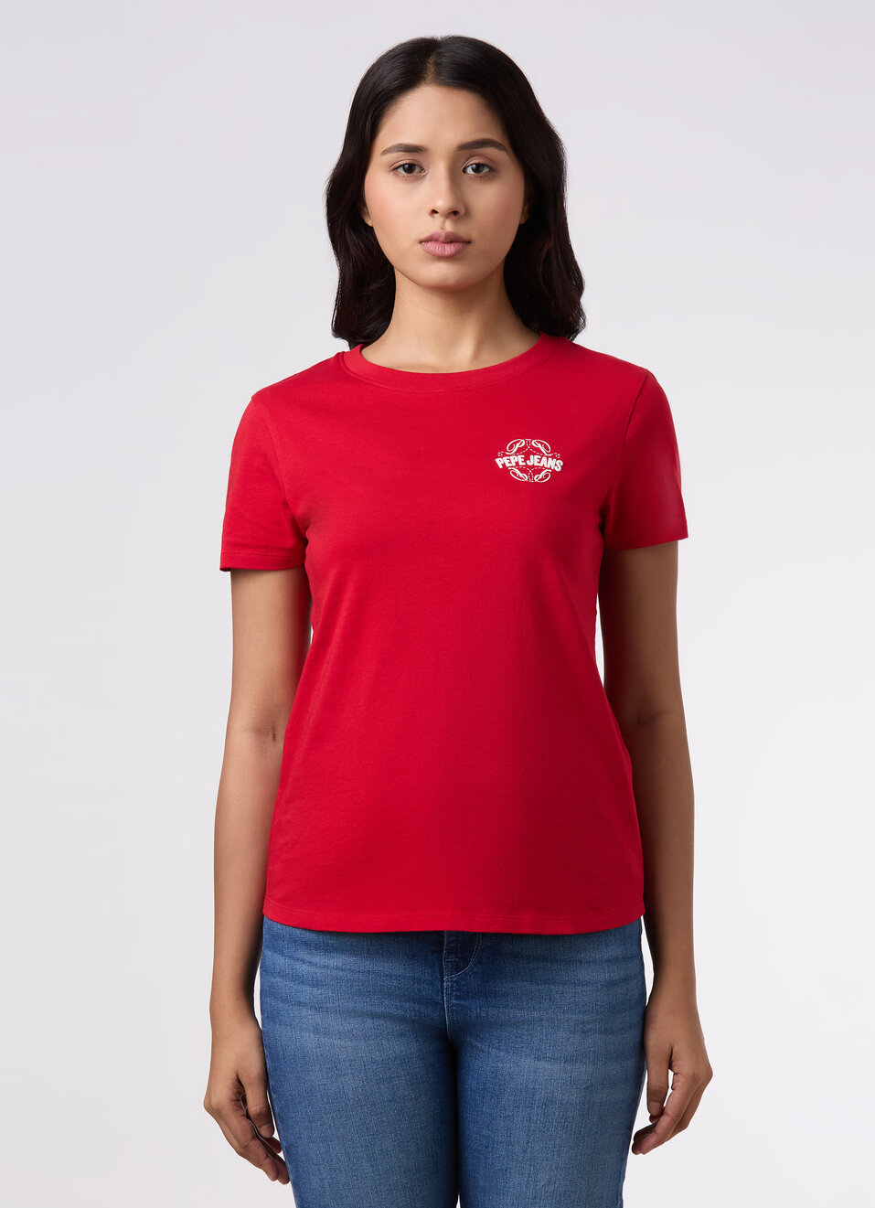 Women Crimson Red Placement Print T-shirt, , large image number 1