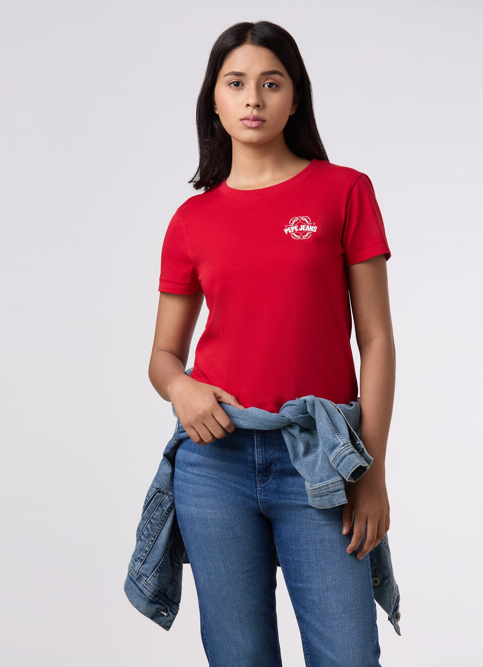 Women Crimson Red Placement Print T-shirt, , large image number 0