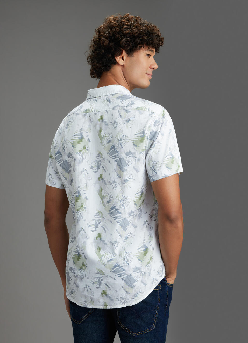 Men Green Tropical Short Sleeves Shirt, , large image number 6