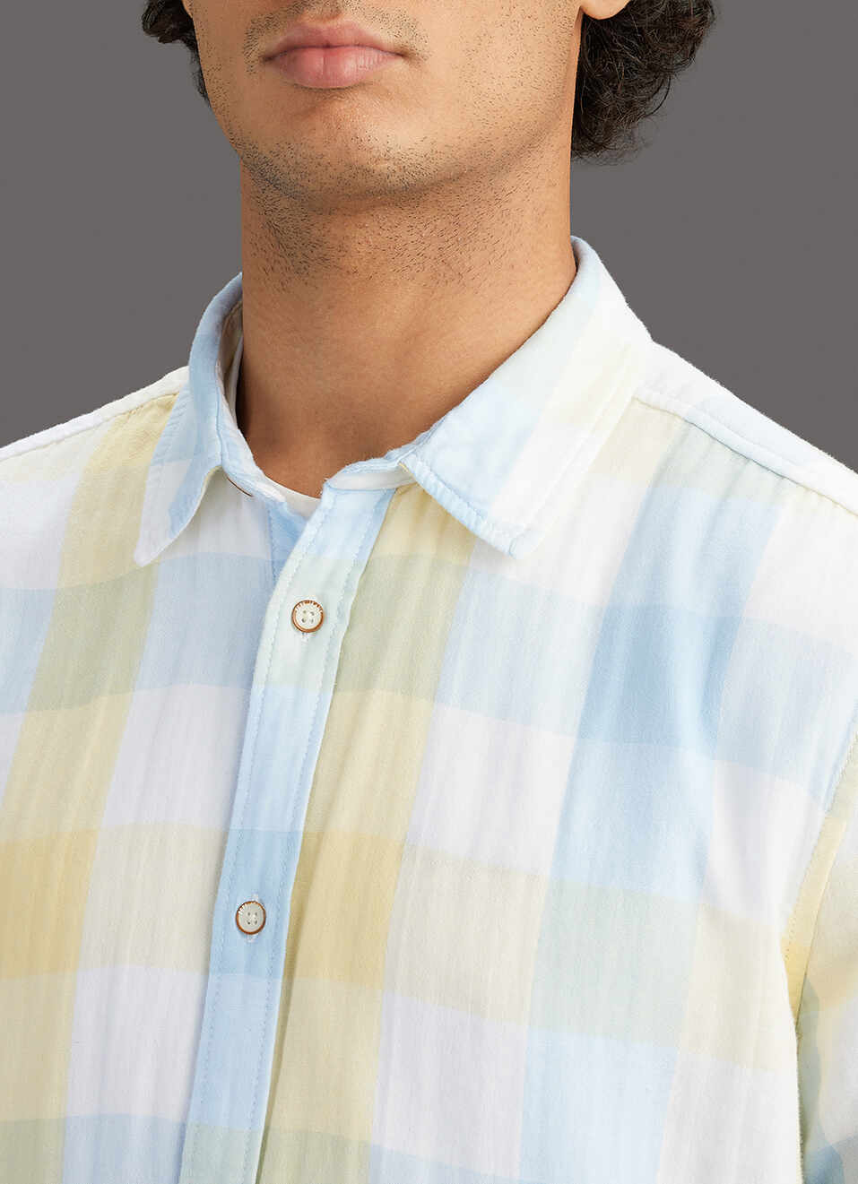 Men Yellow Checked Regular Fit Shirt, , large image number 1
