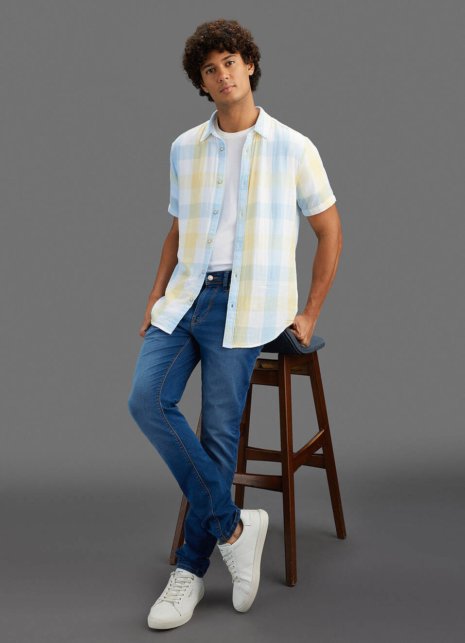 Men Yellow Checked Regular Fit Shirt, , large image number 2