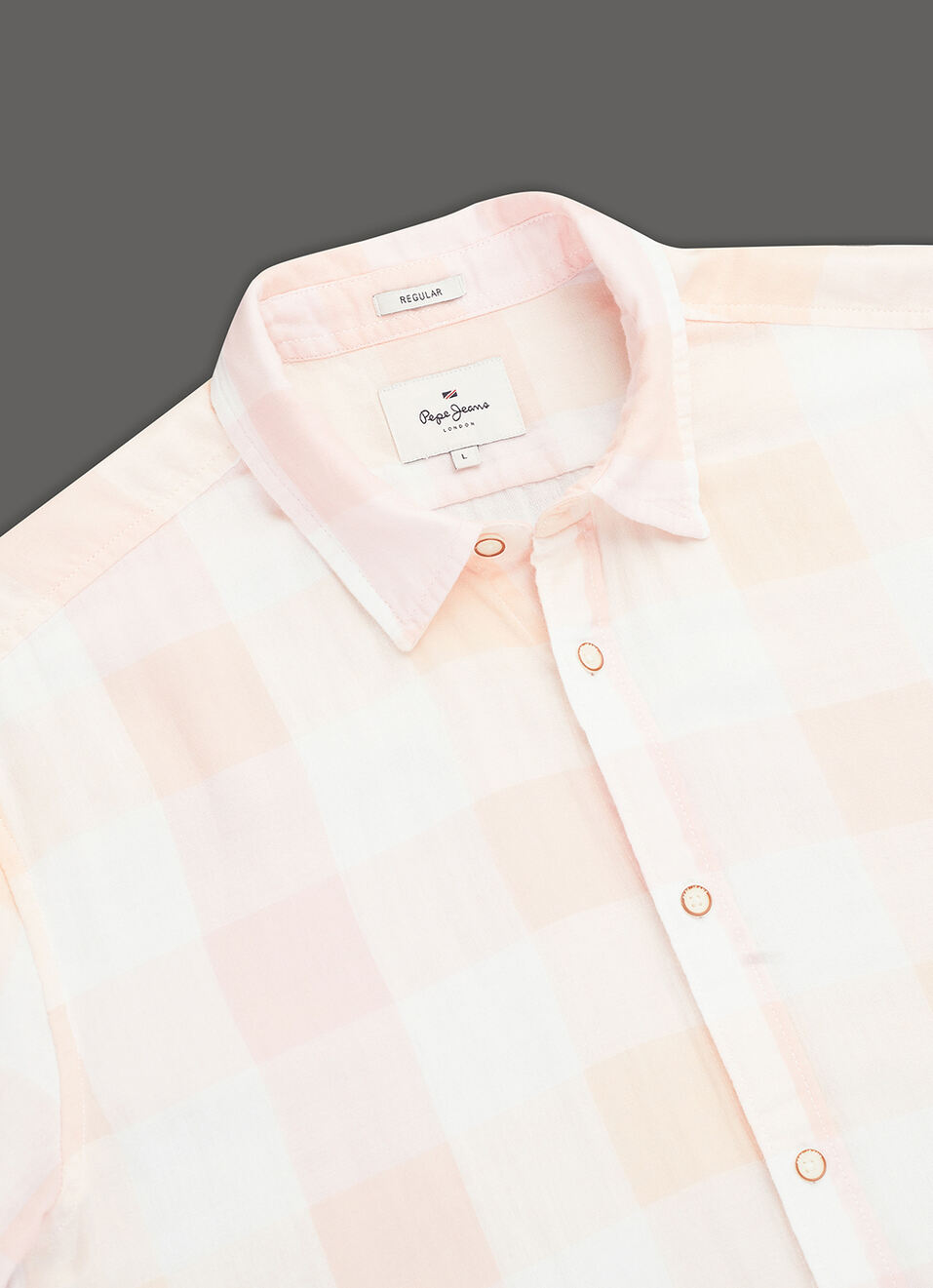 Men Peach Checked Regular Fit Shirt, , large image number 3
