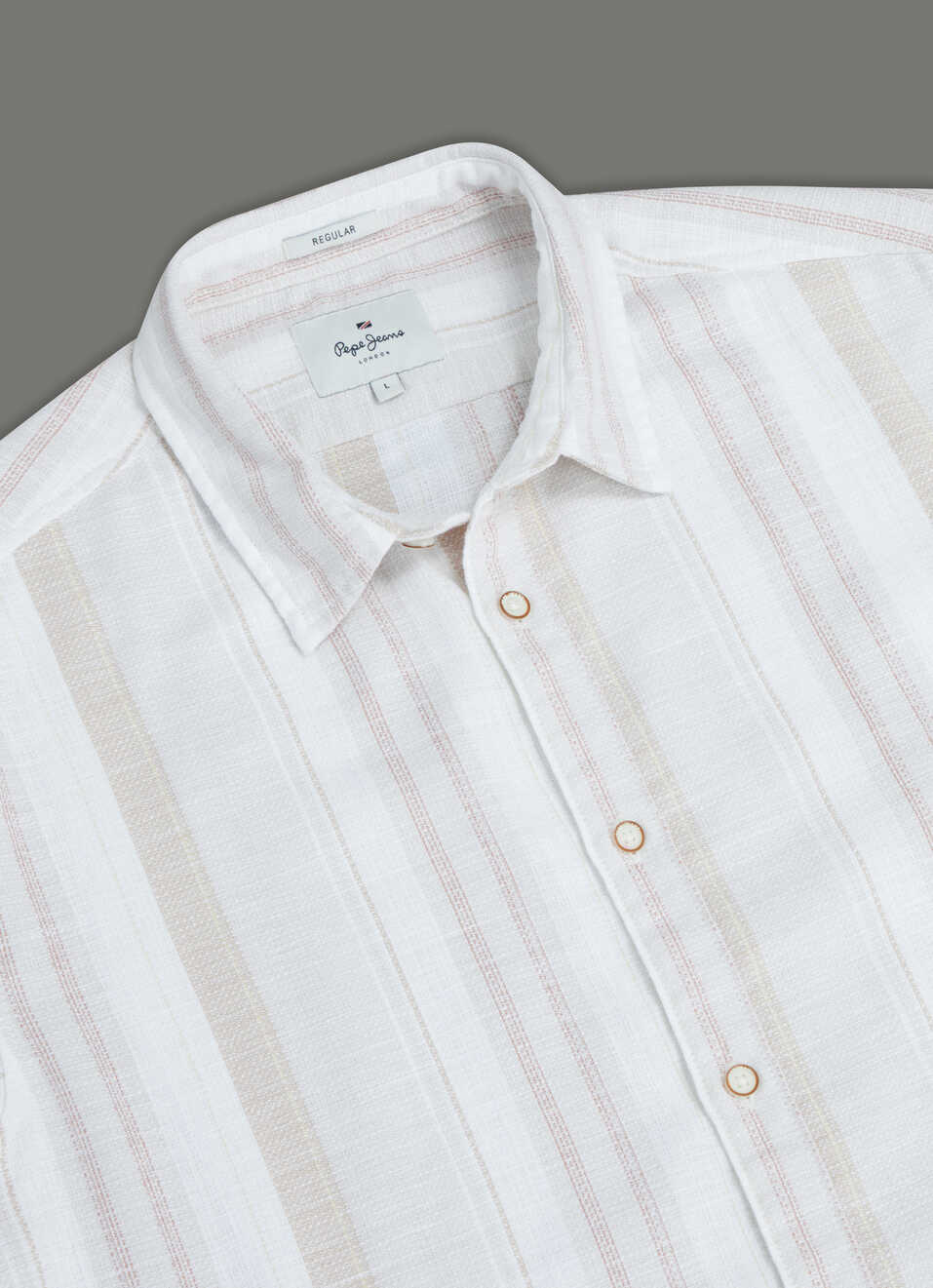 Men Beige Striped Regular Fit Full Sleeve Casual Shirt, , large image number 3