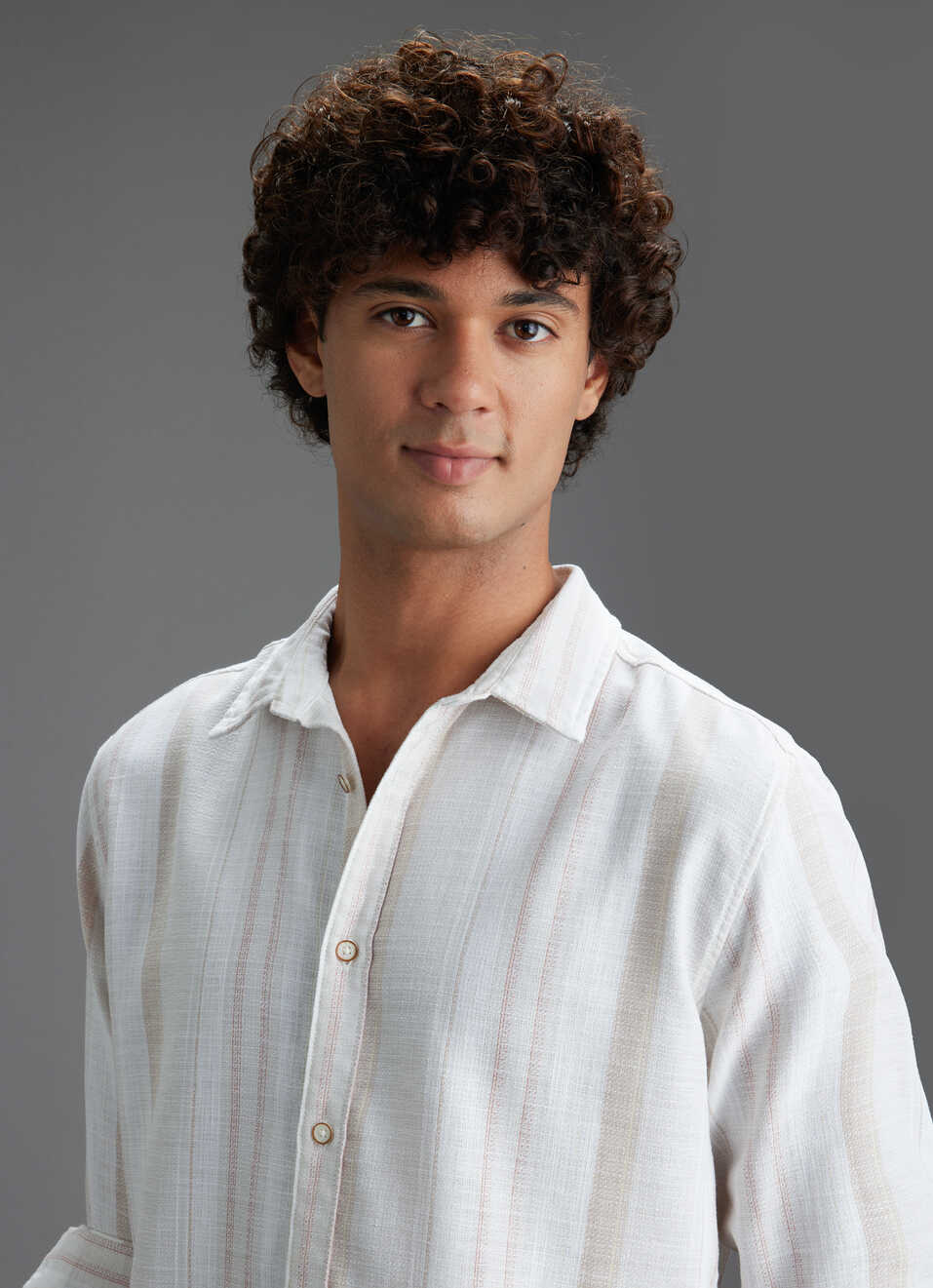 Men Beige Striped Regular Fit Full Sleeve Casual Shirt, , large image number 4