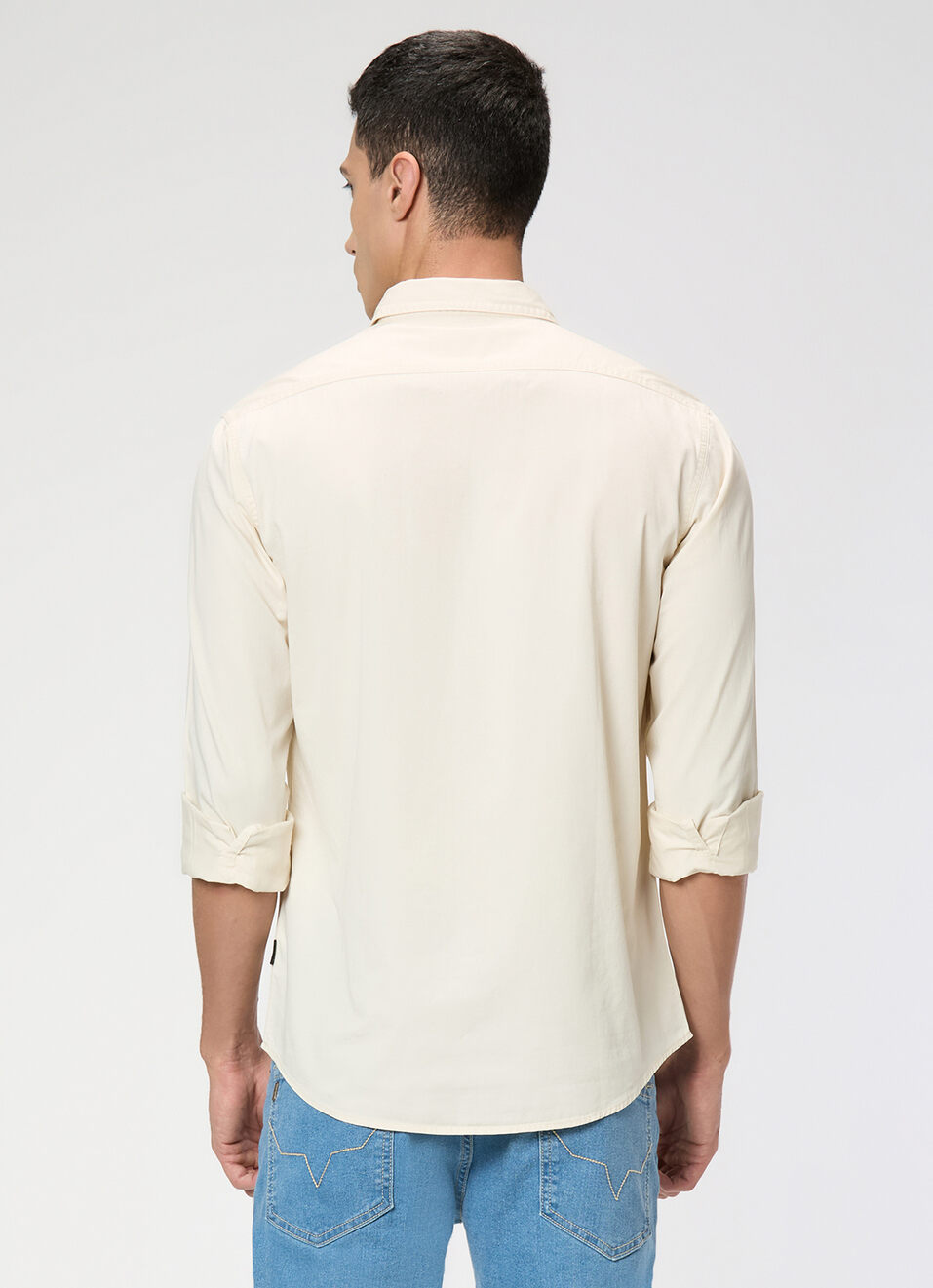 Men Beige Textured Full Sleeve Shirt, , large image number 2