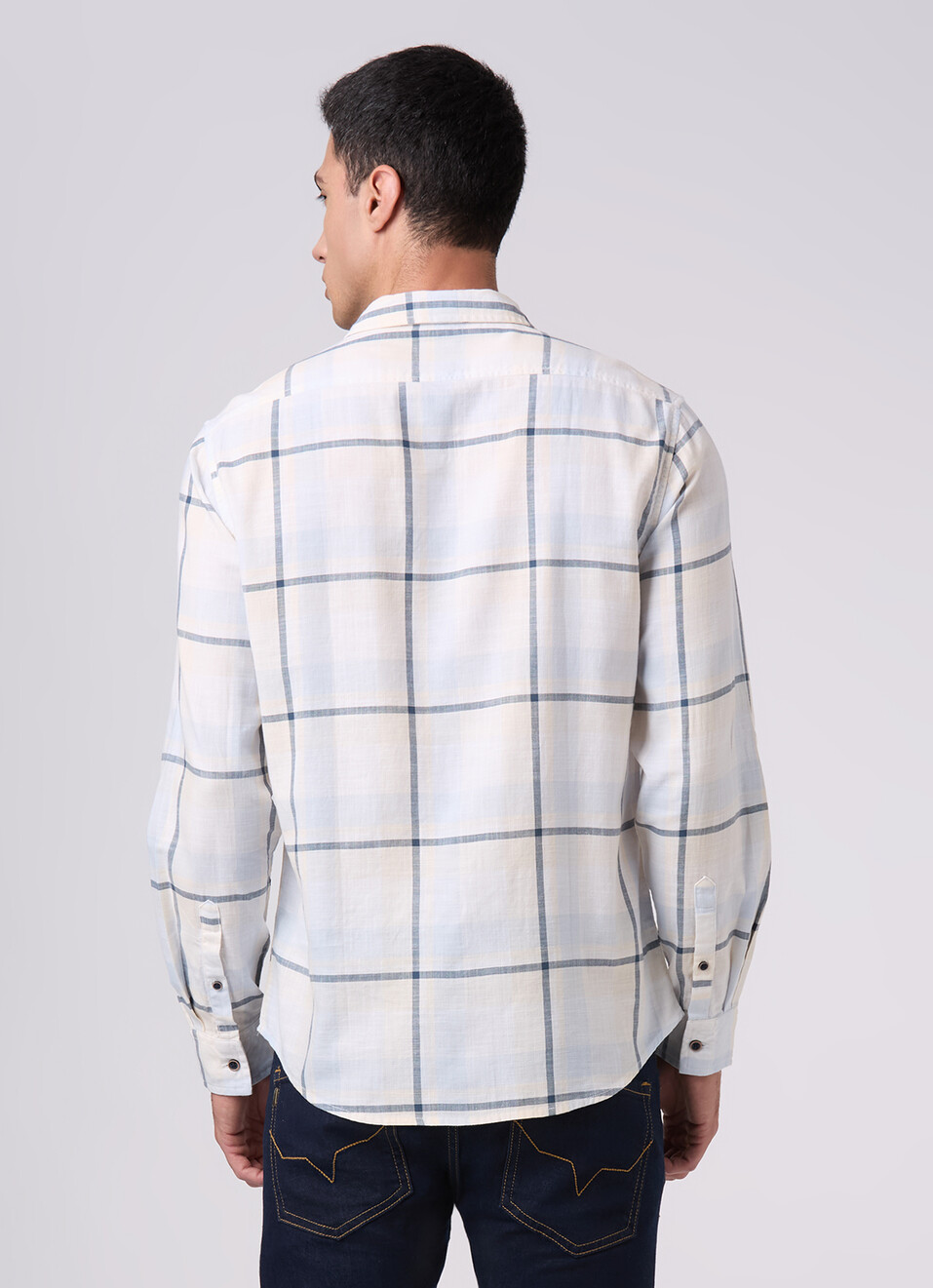 Mens Blue Checked Full Sleeves Shirt, , large image number 2