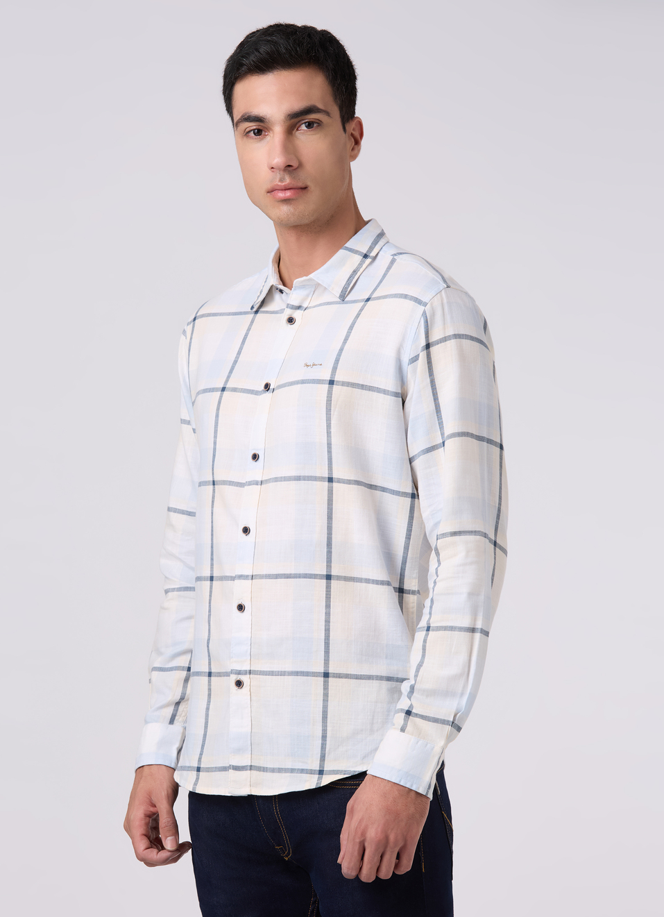Mens Blue Checked Full Sleeves Shirt, , large image number 3