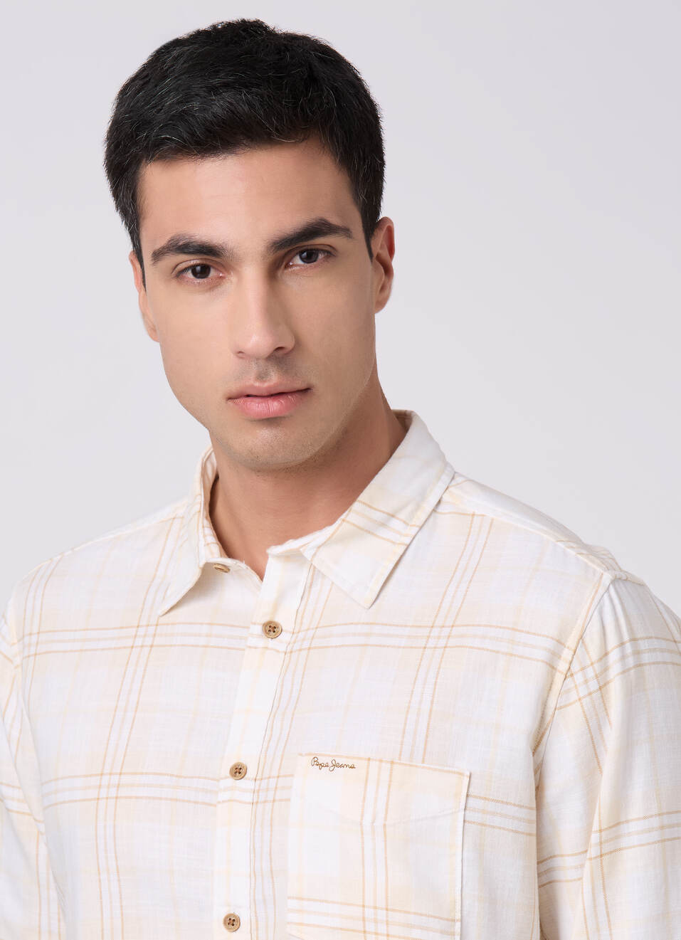Mens Beige Checked Full Sleeves Shirt, , large image number 4