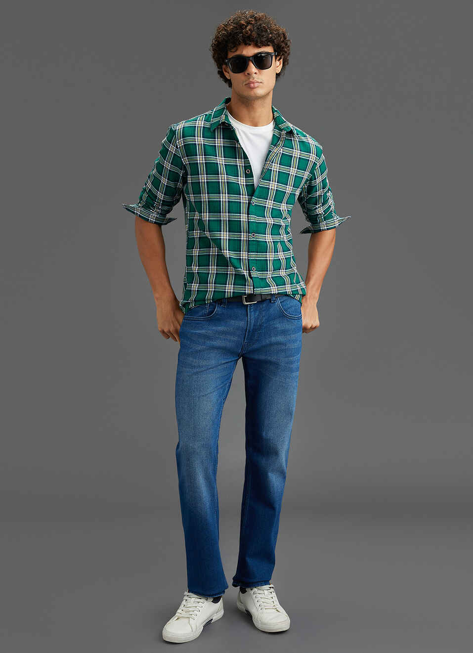 Men Green Checked Regular Fit Long Sleeve Shirt, , large image number 2