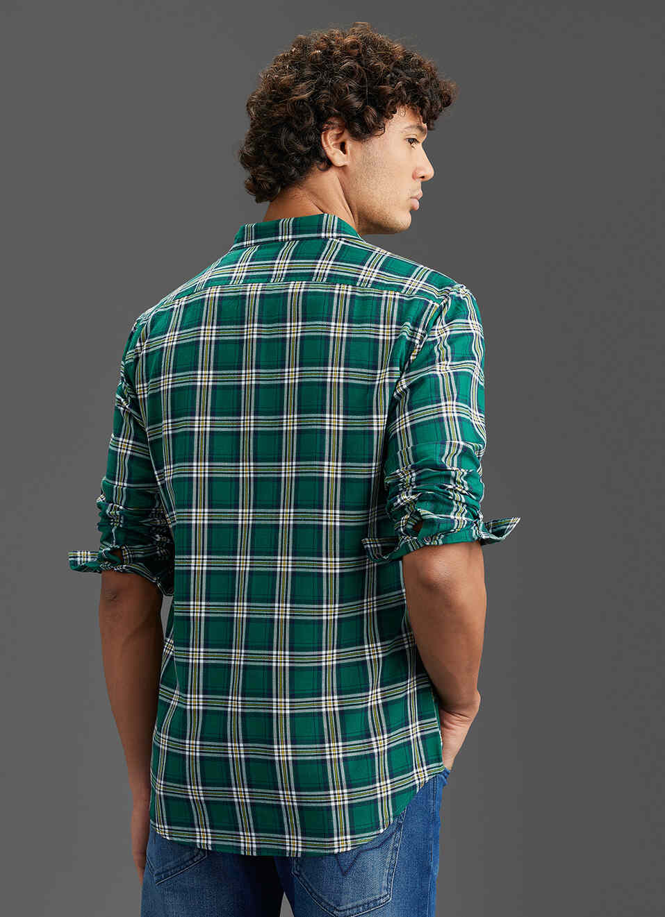 Men Green Checked Regular Fit Long Sleeve Shirt, , large image number 6