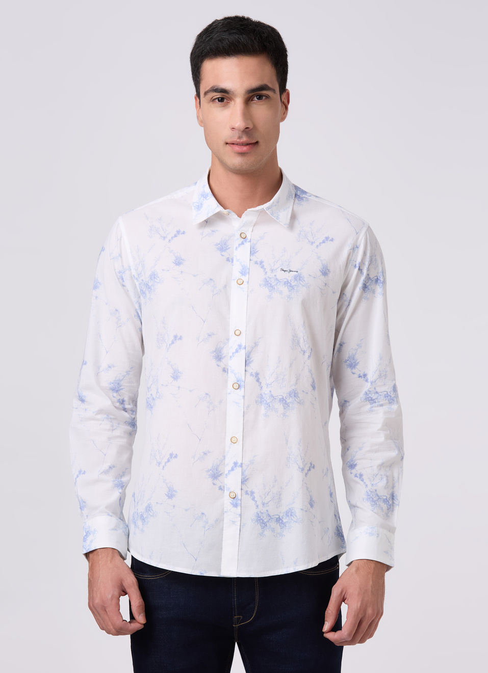 Mens White Textured Full Sleeves Shirts, , large image number 1