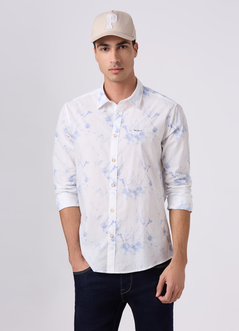 Mens White Textured Full Sleeves Shirts