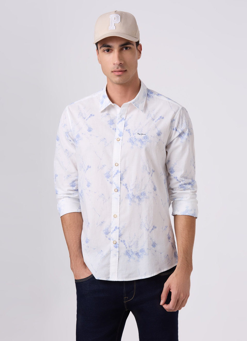 Mens White Textured Full Sleeves Shirts, , large image number 0