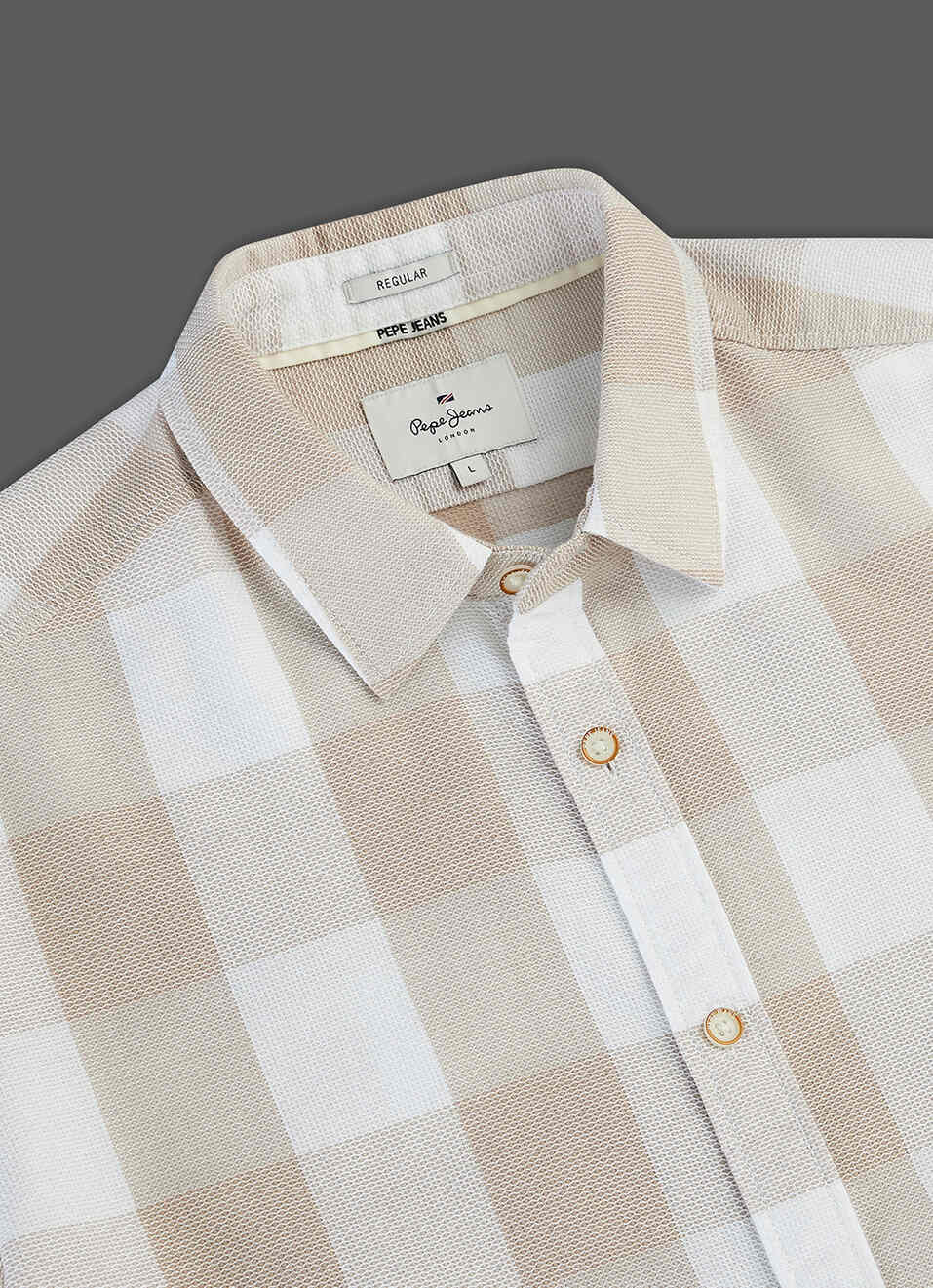 Men Beige Checked Regular Fit Long Sleeve Shirt, , large image number 3
