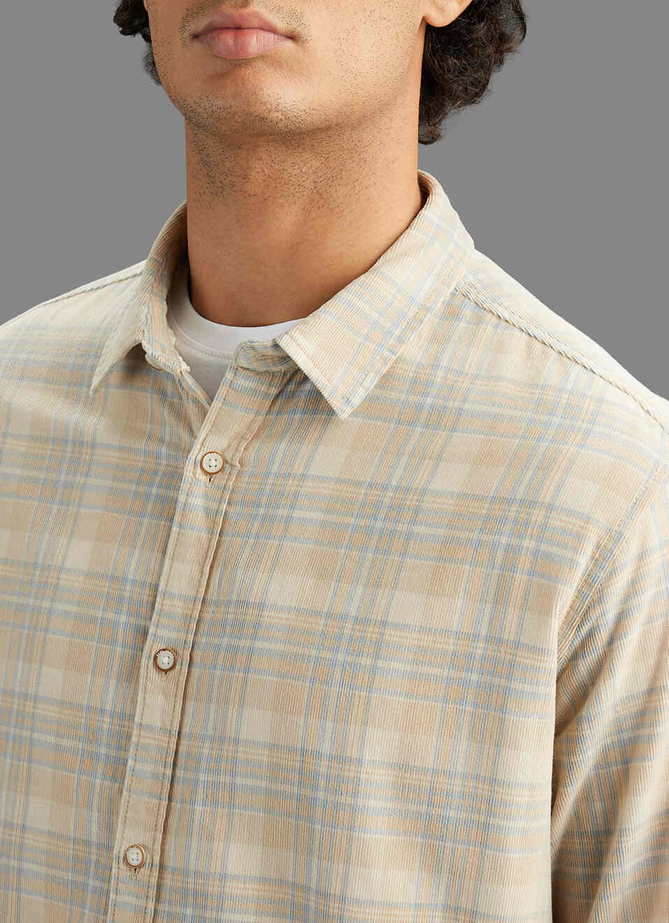 Men Beige Checked Regular Fit Shirt, , large image number 1