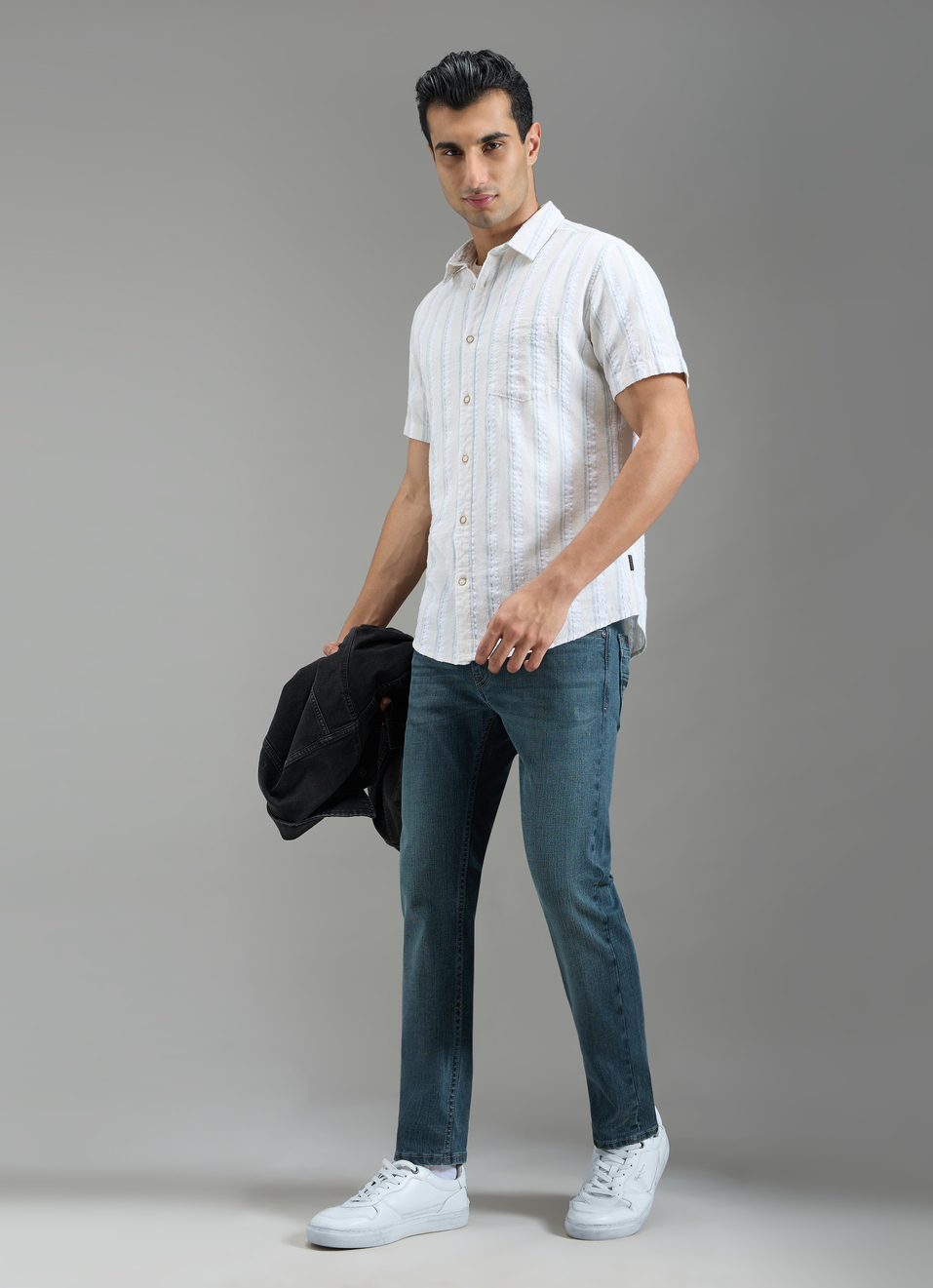 Men Beige Striped Shirt, , large image number 6
