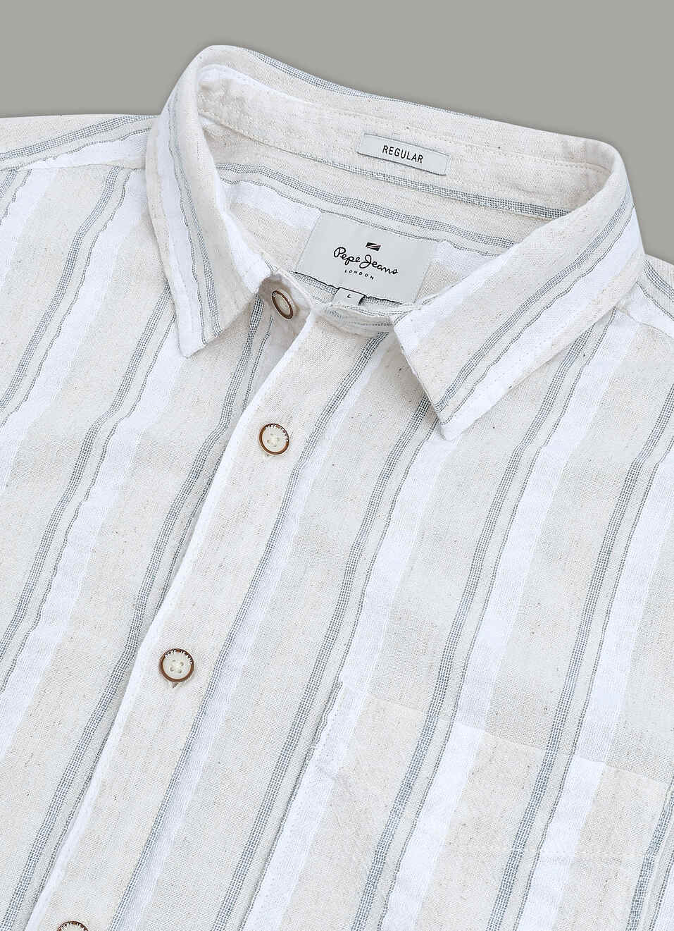 Men Beige Striped Shirt, , large image number 7