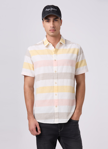 Men White Striped Shirt