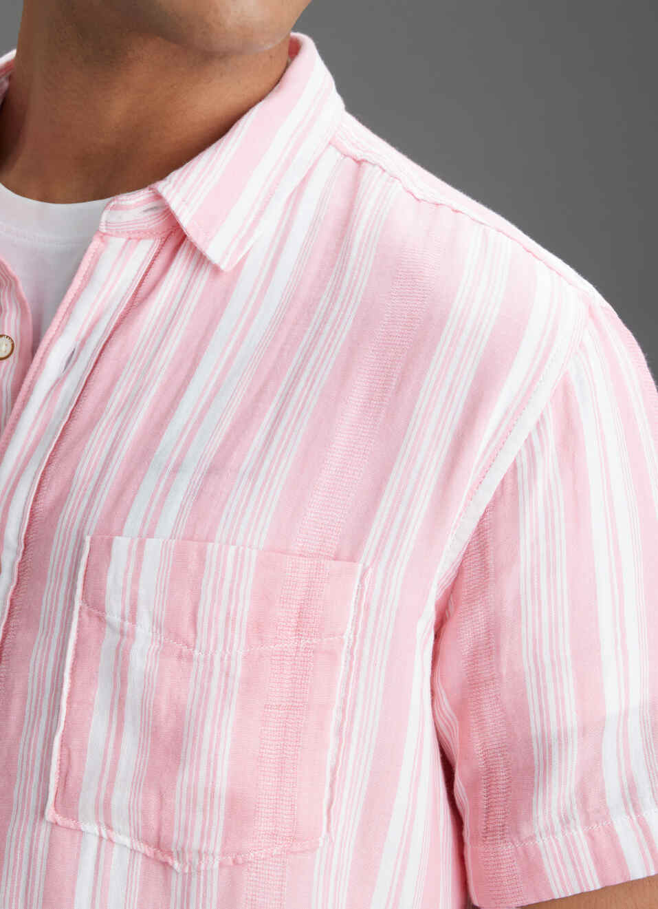 Men Pink Striped Regular Fit Short Sleeve Casual Shirt, , large image number 1