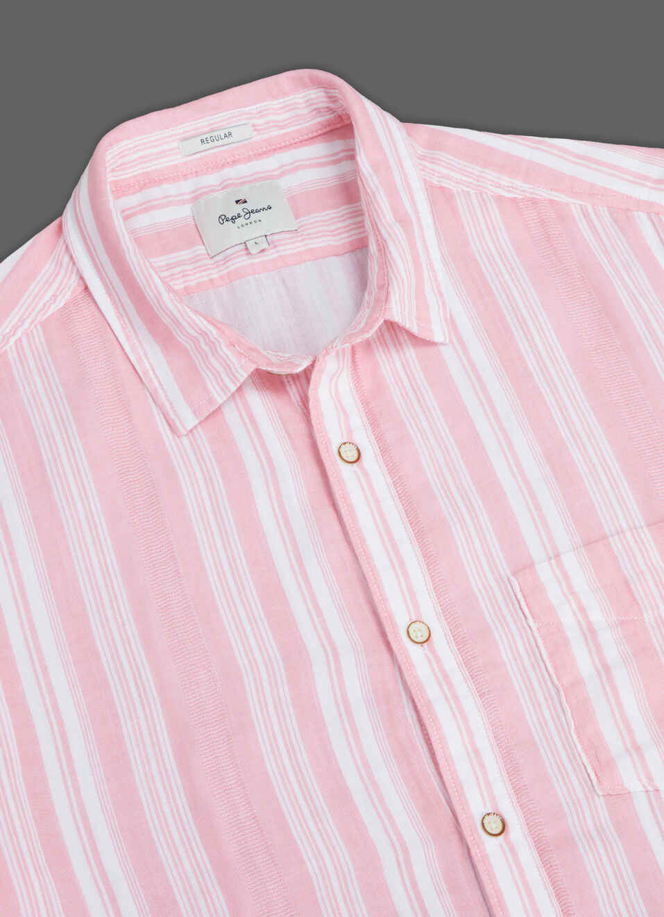 Men Pink Striped Regular Fit Short Sleeve Casual Shirt, , large image number 3