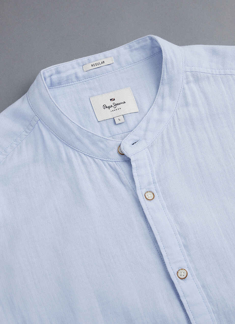 Men Blue Solid Regular Fit Mandarin Collar Shirt, , large image number 3