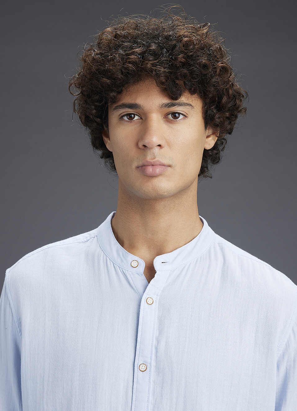 Men Blue Solid Regular Fit Mandarin Collar Shirt, , large image number 4