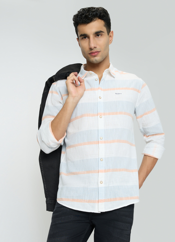 Men Sky Blue Striped Shirt