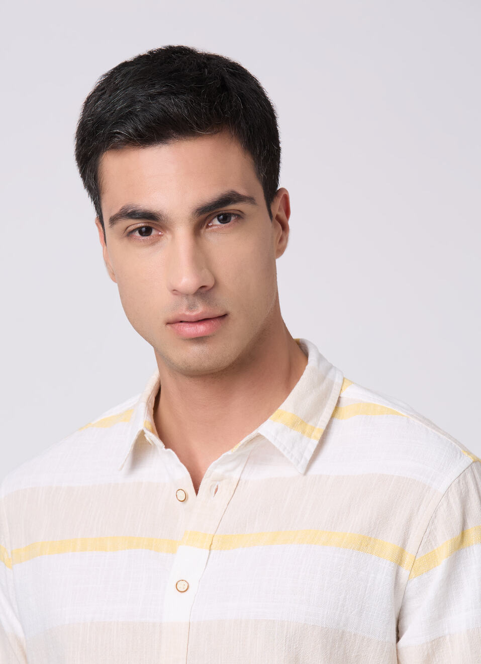 Men Beige Striped Shirt, , large image number 4