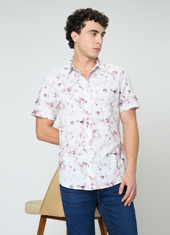 Men Peach Orange Printed Shirt