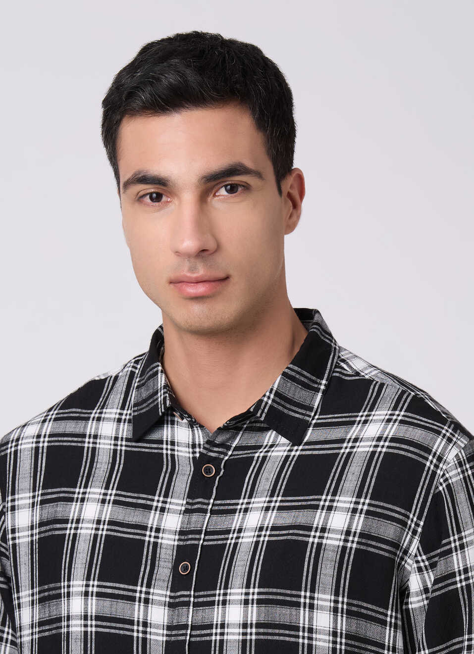 Men Black Checked Shirt, , large image number 4
