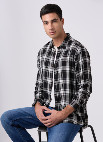 Men Black Checked Shirt