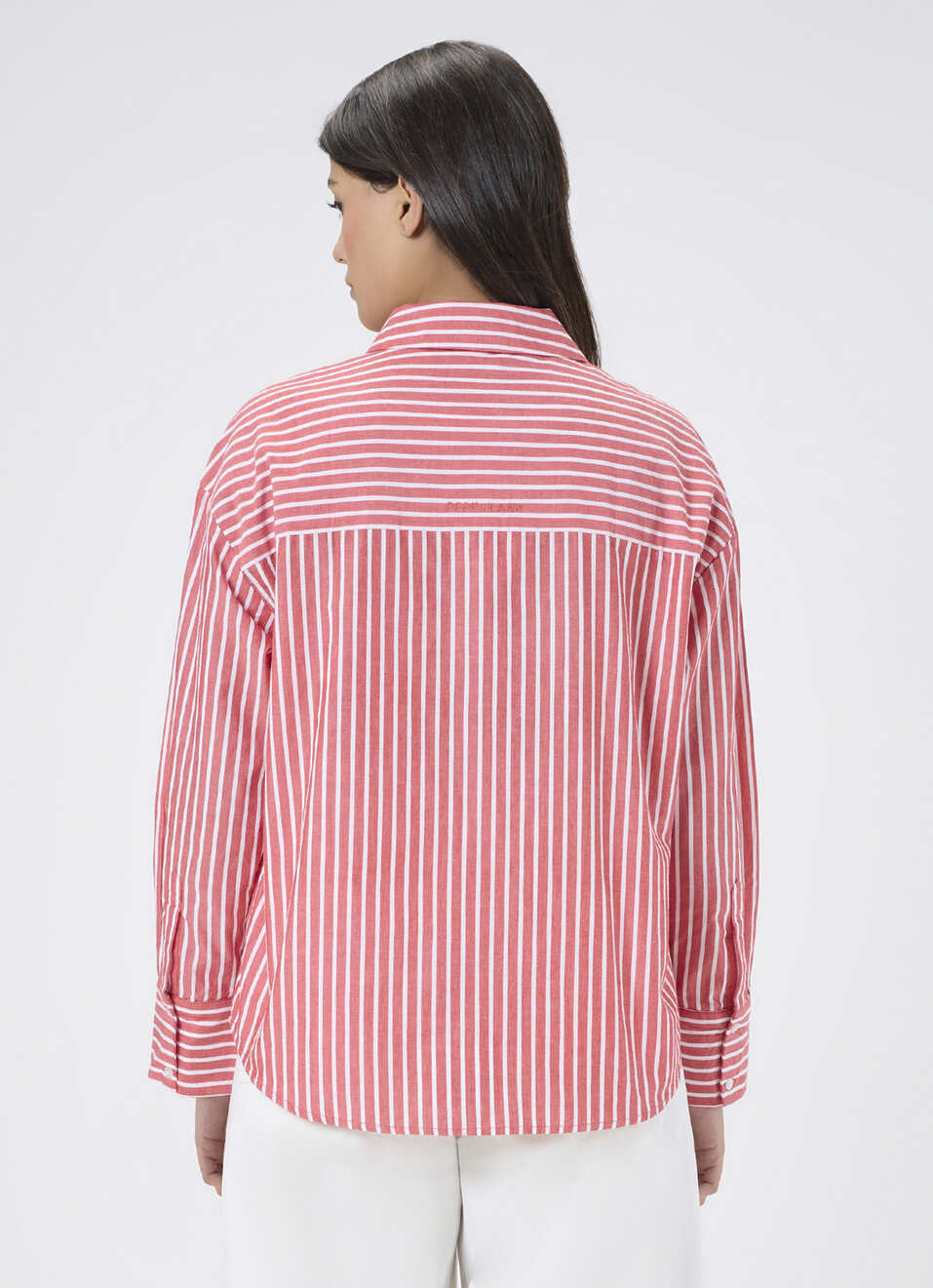 Women Red Striped Oversized Shirt, , large image number 2