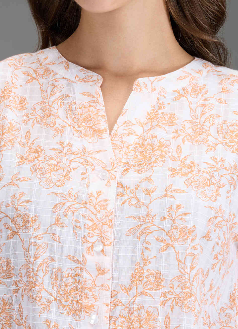 Women Orange Floral Print Regular Fit Shirt, , large image number 1