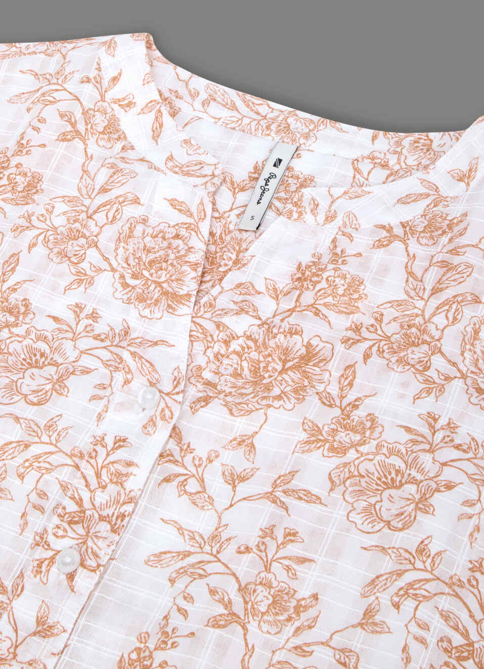 Women Orange Floral Print Regular Fit Shirt, , large image number 3