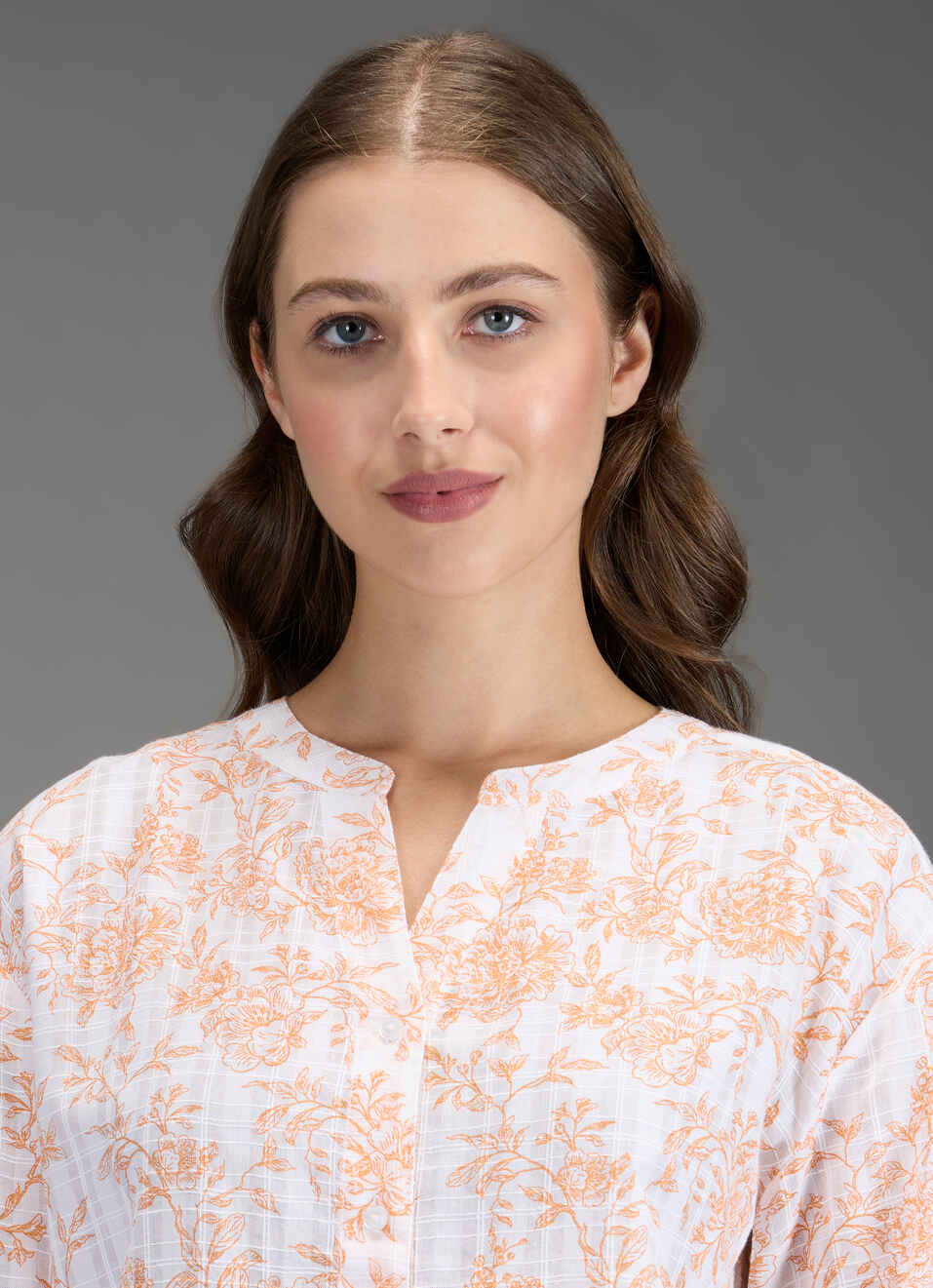 Women Orange Floral Print Regular Fit Shirt, , large image number 4