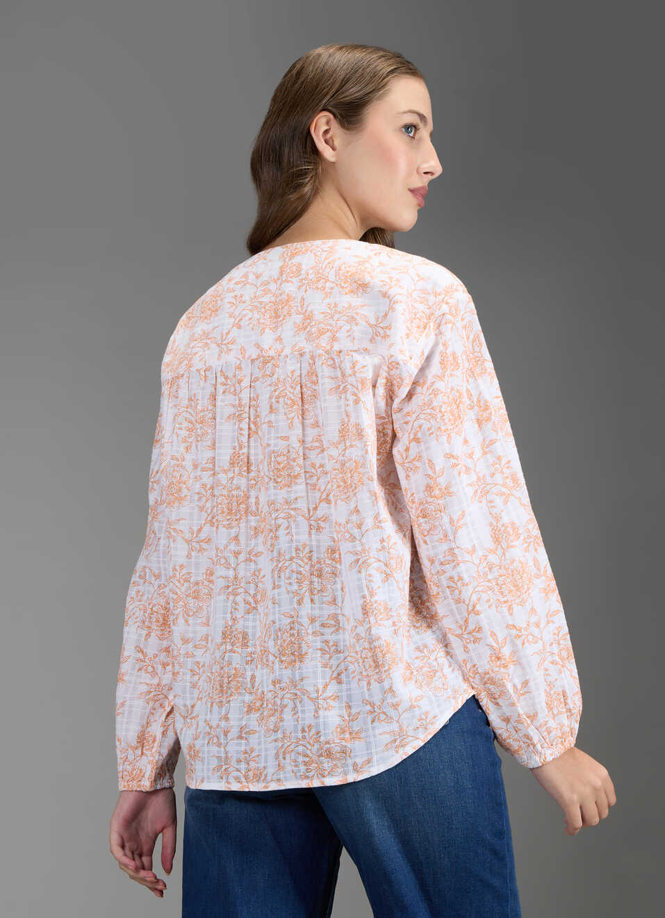 Women Orange Floral Print Regular Fit Shirt, , large image number 6