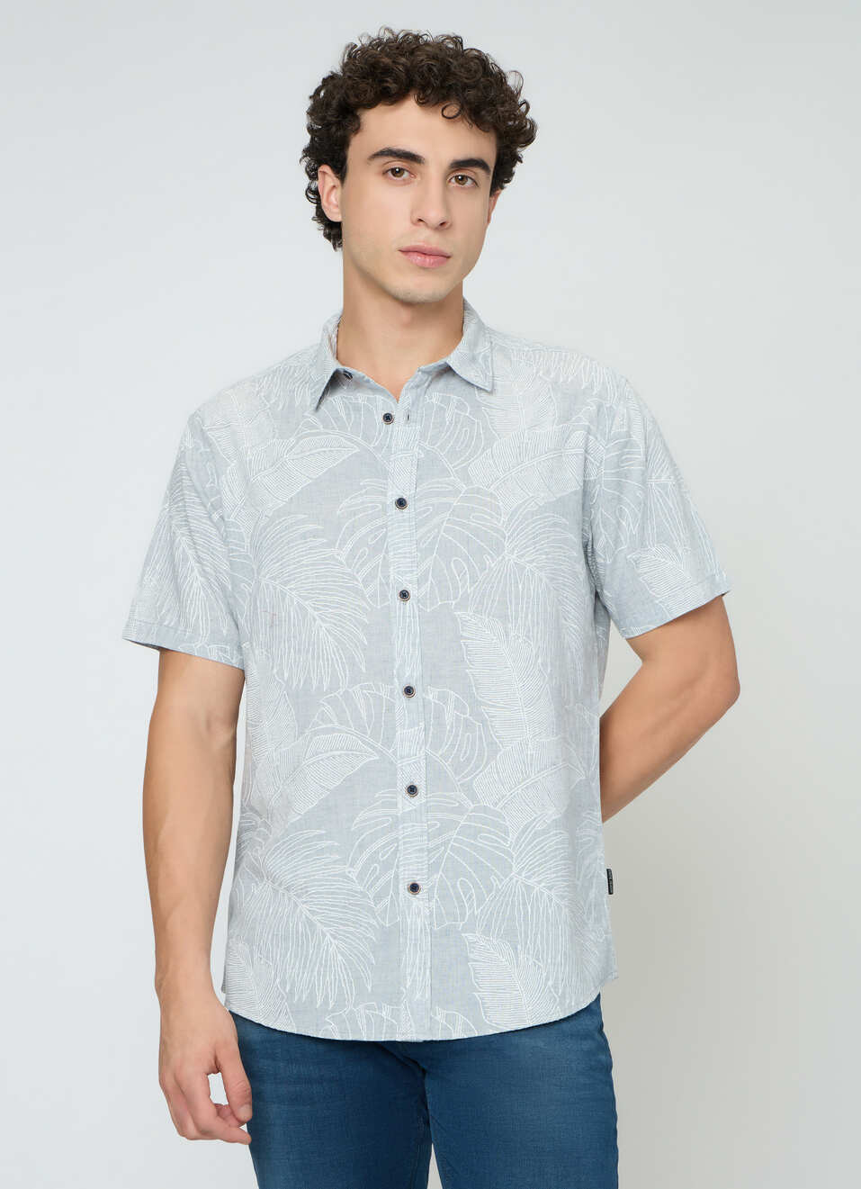 Men Grey Printed Shirt, , large image number 1
