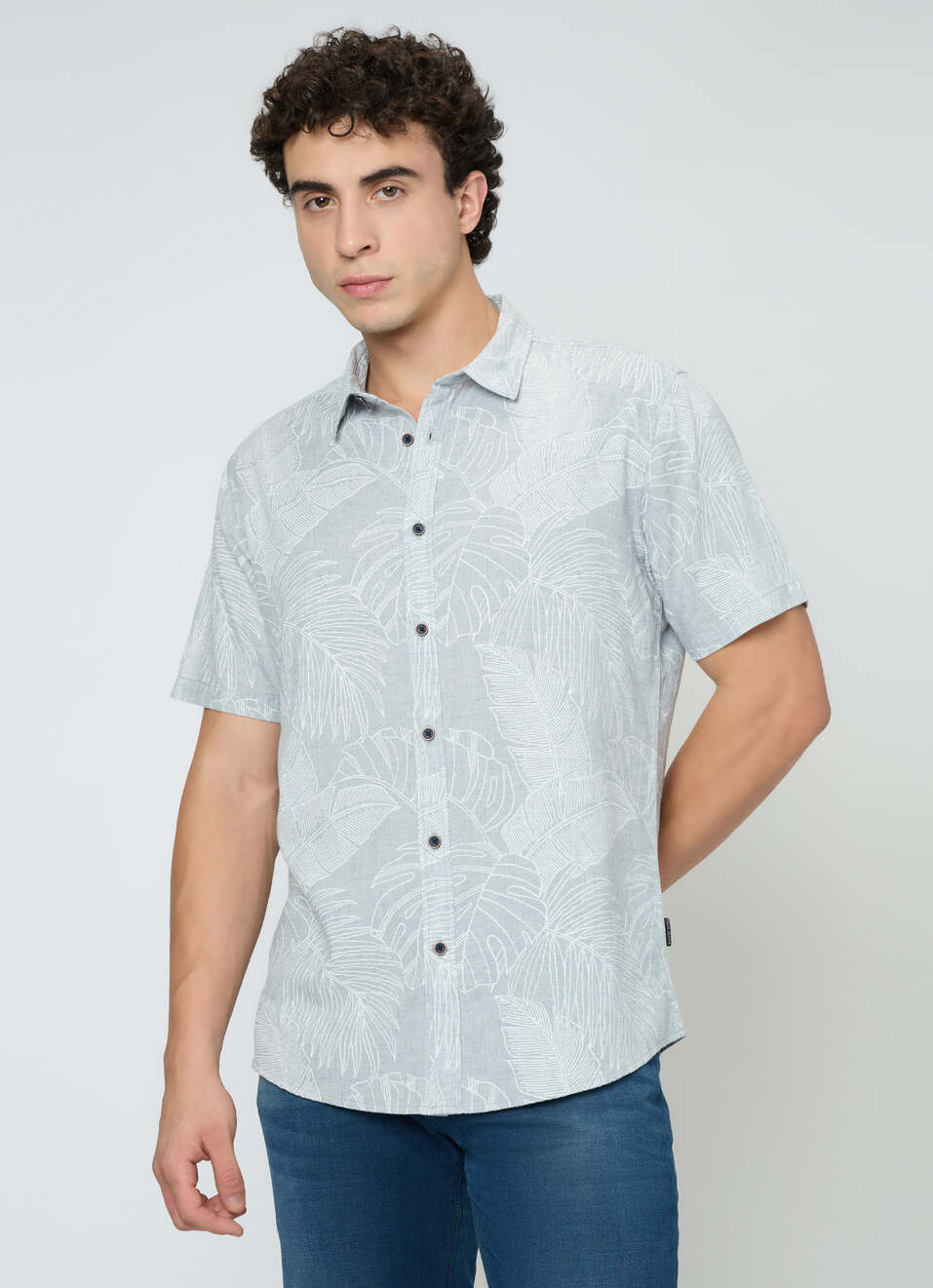Men Grey Printed Shirt, , large image number 3